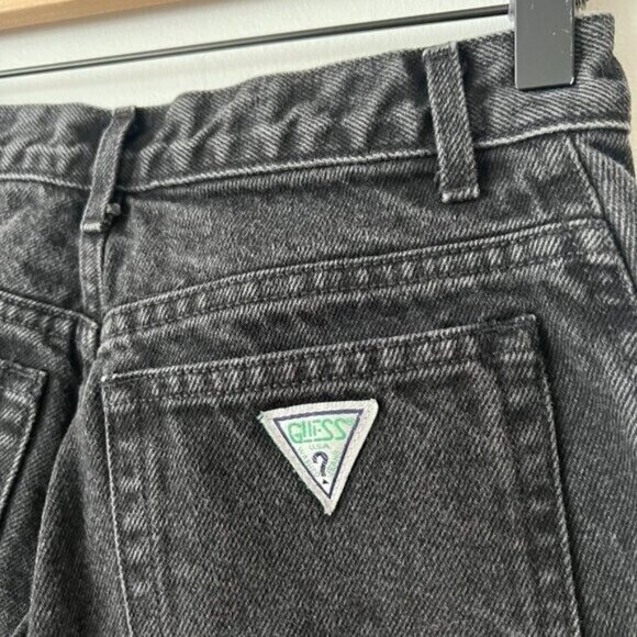 Vintage Guess Faded Black High Rise Tapered Ankle Jeans USA Made Women's Size 28 - Picture 7 of 9